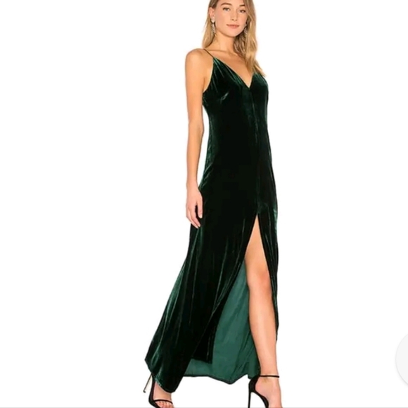 NWT BCBGMAXAZRIA MALLORY GOWN TANK FRONT SLIT VELVET DRESS  MSRP $398 - Picture 2 of 5